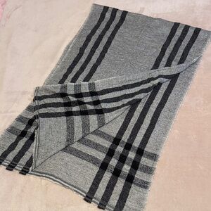 Gray and Black Striped Pashmina Scarf from Nepal